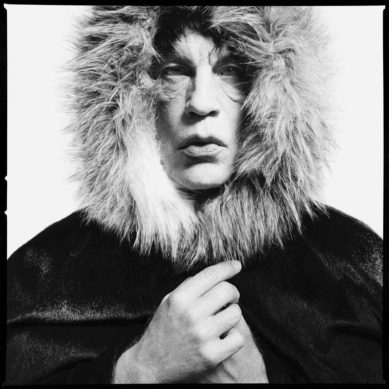 David Bailey. “Mick Jagger, Fur Hood” (1964), Sandro Miller, 2014