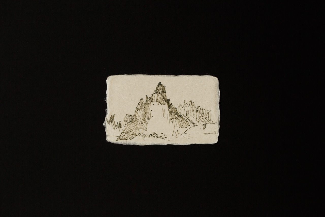 Koo Jeong A,Mountains of Love, 2019/2020,Ink on rice paper 5,7 x 9,2 cm. Courtesy Galería Albarrán Bourdais.