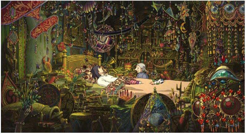"La peur de Hauru", Projet de tapisserie de 3 x 5,60 m. © 2004 Studio Ghibli-NDDMT