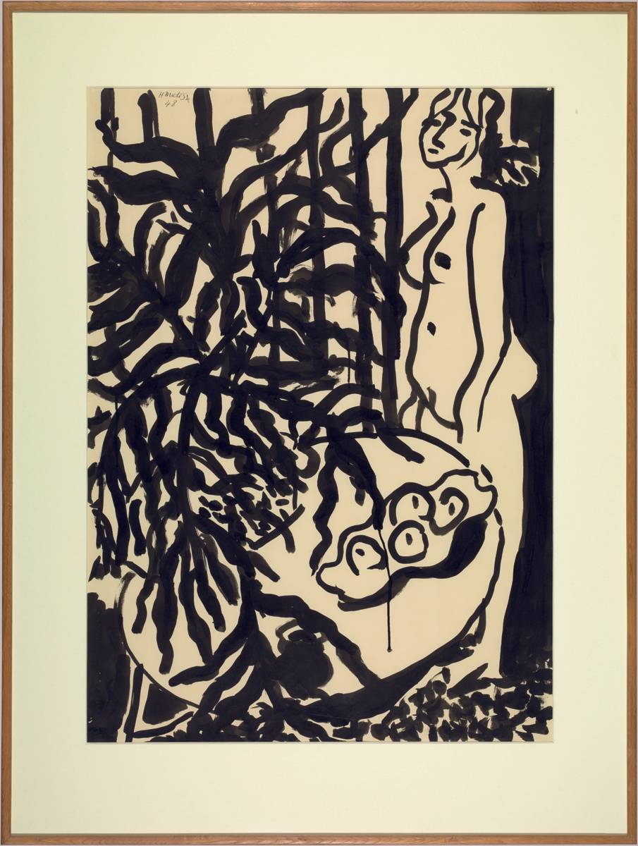 Henri Matisse, “Nu debout, fougère noire” (1948). Encre de Chine sur papier 105 × 75 cm. Centre Pompidou, Musée national d’art moderne, Paris © Succession H. Matisse Photo © Centre Pompidou, Mnam-Cci/Philippe Migeat/Dist. Rmn-Gp