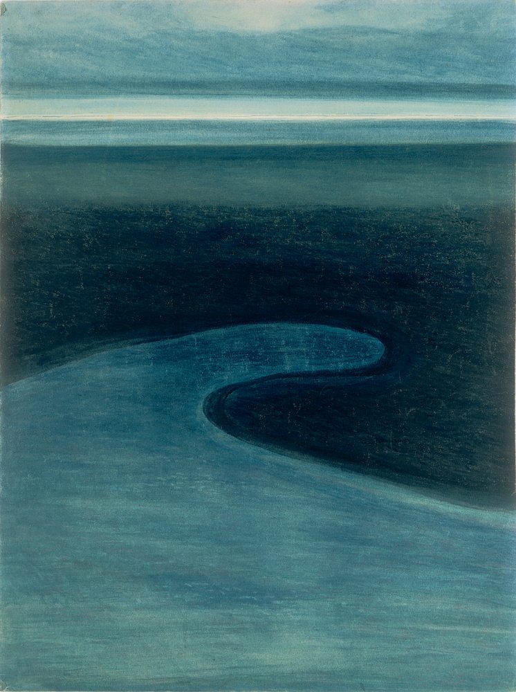 Léon Spilliaert, “Plage à marée basse” (1909). Lavis d’encre de Chine, pinceau, aquarelle et crayon de couleur sur papier 65,1 x 48,6 cm Collection Privée © droits réservés