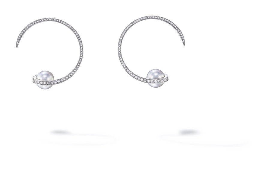 Boucles d'oreilles “ Aurora” en or blanc et diamants Tasaki Atelier