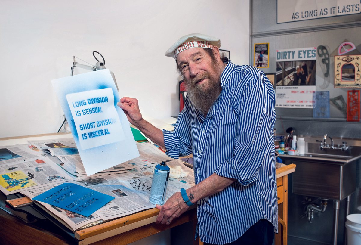 Lawrence Weiner: Long Division is Sensual, Short Division is Visceral (Step by Step: Remove Stencil). Artwork (c) the artist / Photography (c) Casey Kelbaugh (page 207, bottom)