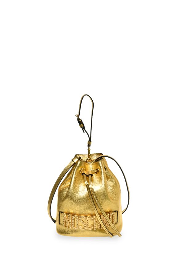 Sac “Basket” en cuire doré logo en strass, MOSCHINO
