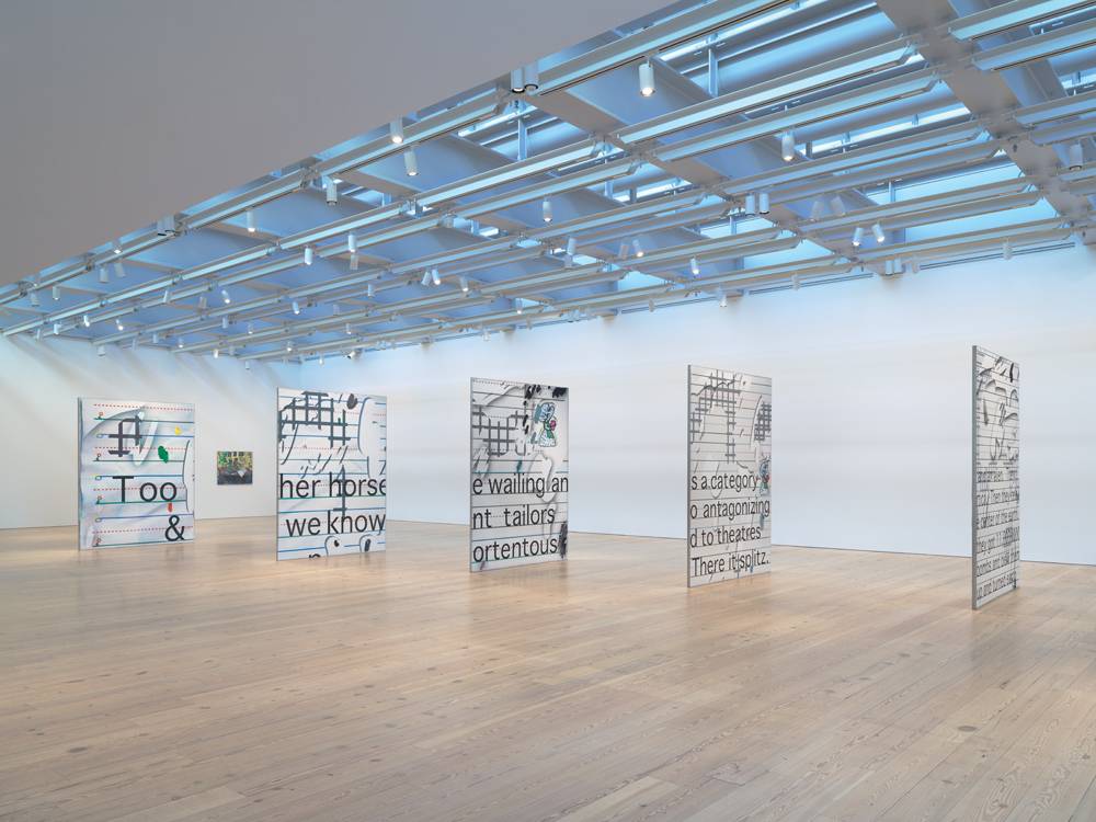 Installation View, Laura Owens, Whitney Museum of American Art, New York, New York, November 10, 2017 - February 4, 2018
Photography by Ron Amstutz
Courtesy the artist; Sadie Coles HQ, London; and Galerie Gisela Capitain, Cologne


