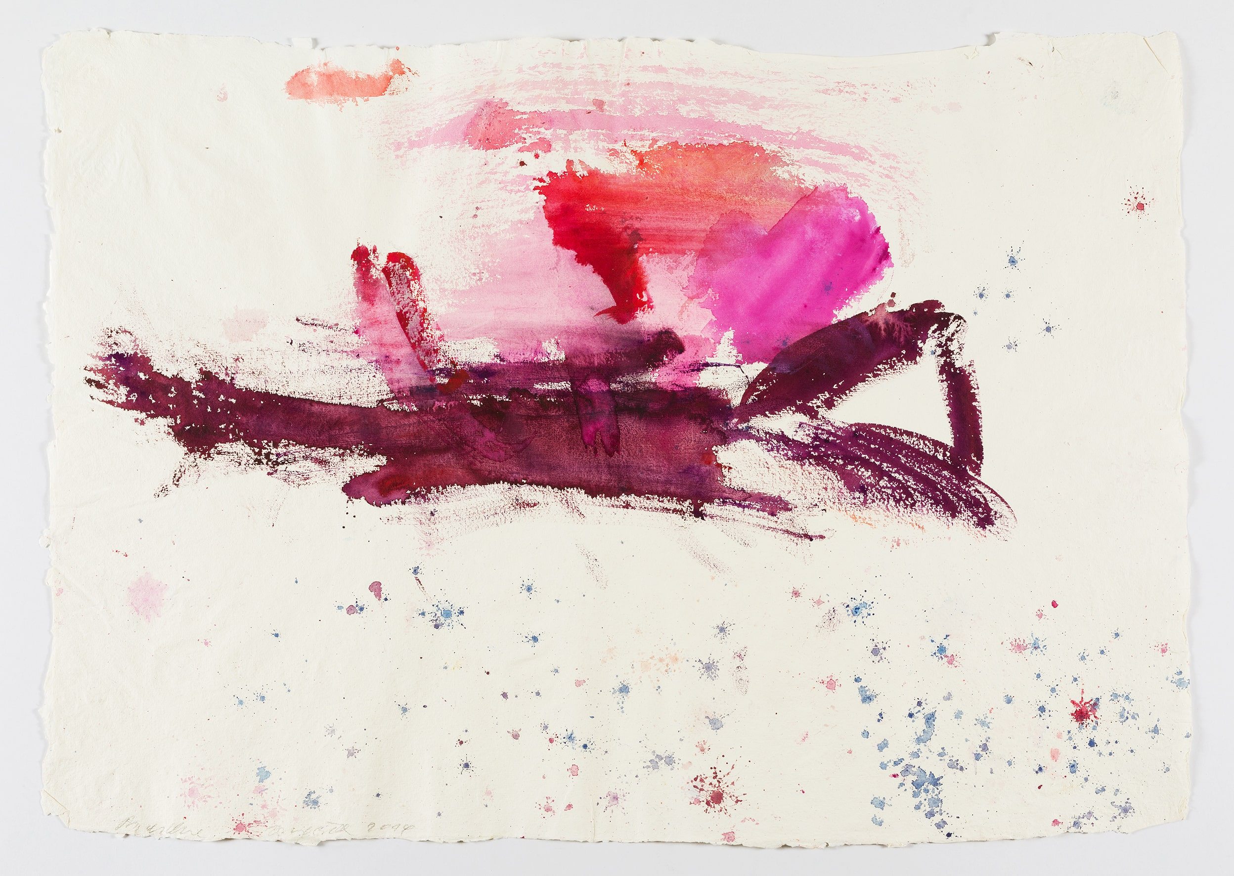 “Untitled” (2019) de la série Delos. Aquarelle sur papier fait main. Papier : 60 x 108 cm,
cadre : 73 x 100 cm.