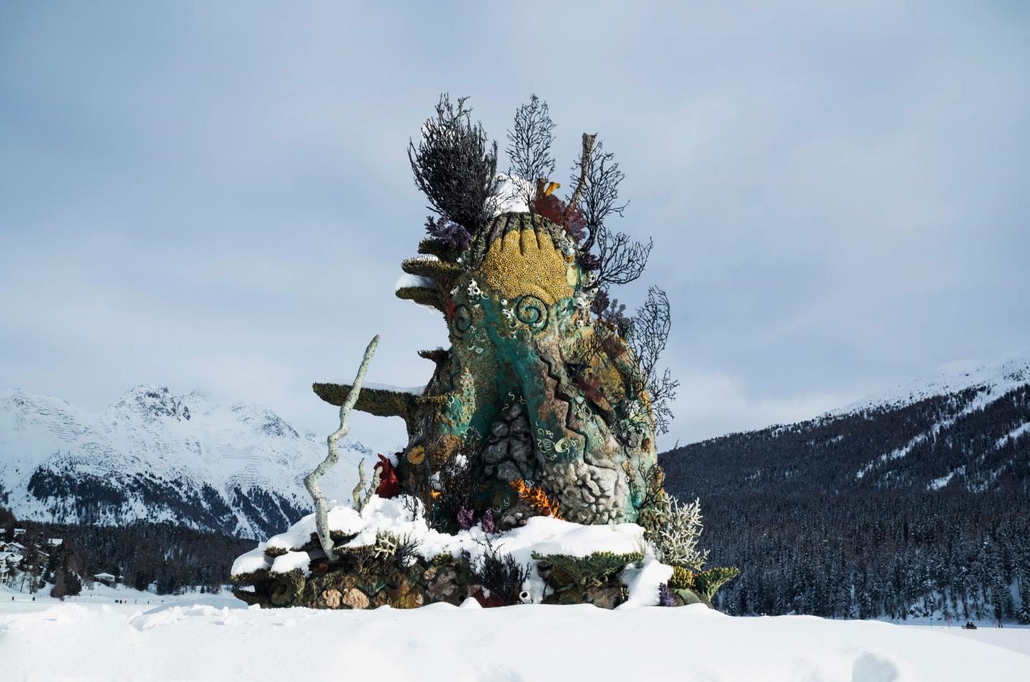Damien Hirst, The Monk, 2014. Installed in St Moritz, 2021. Photographed by Felix Friedmann © Damien Hirst and Science Ltd. All rights reserved, DACS 2021