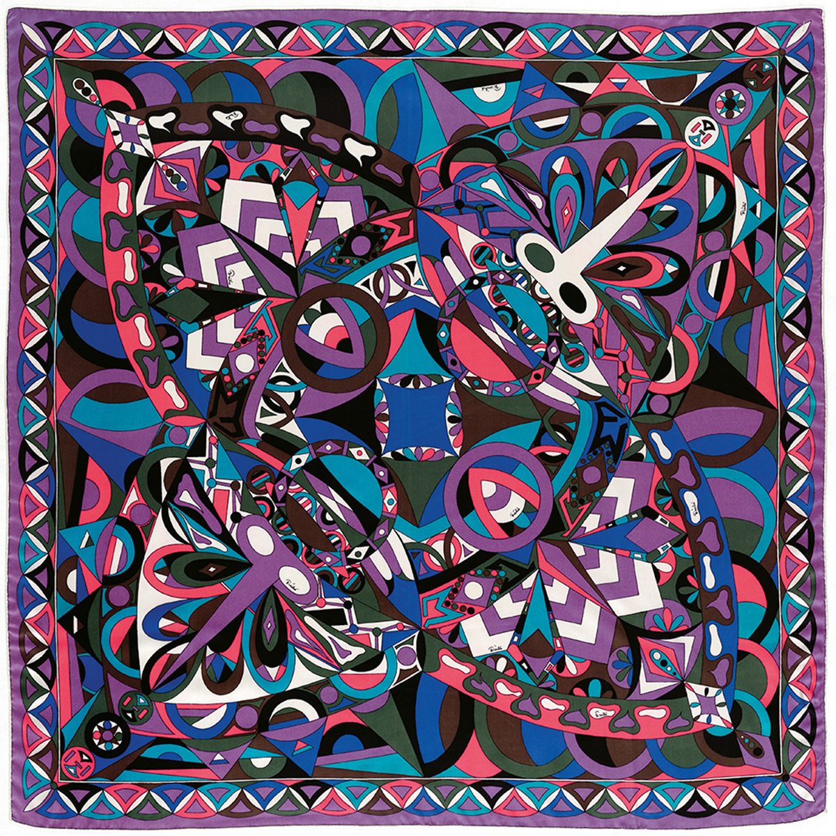“Naga” scarf, 1964. Silk twill, 90 x 90 cm. © Emilio Pucci Archive, Florence.
