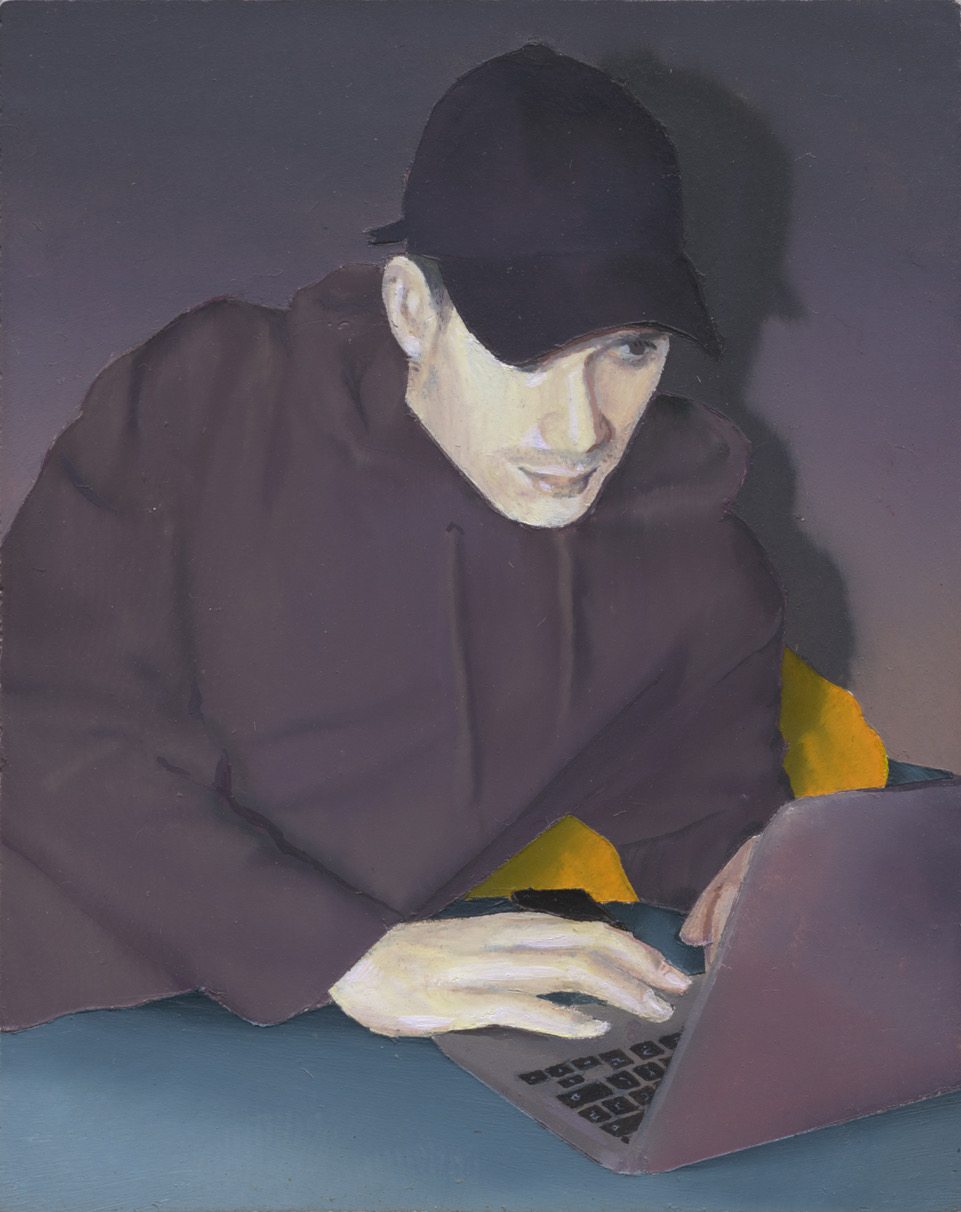 Jean Claracq, “Lucas” (2020). Huile sur bois, 5,8 x 4,7 cm. Courtesy the artist and Galerie Sultana