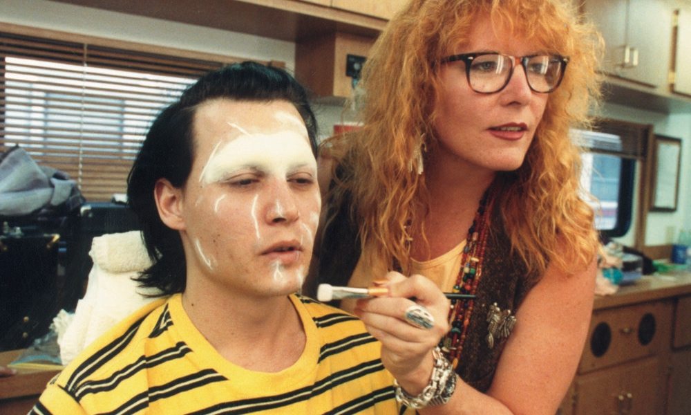 Johnny Depp et Ve Neill sur le tournage de "Edward aux mains d'argent" (1990) de Tim Burton 