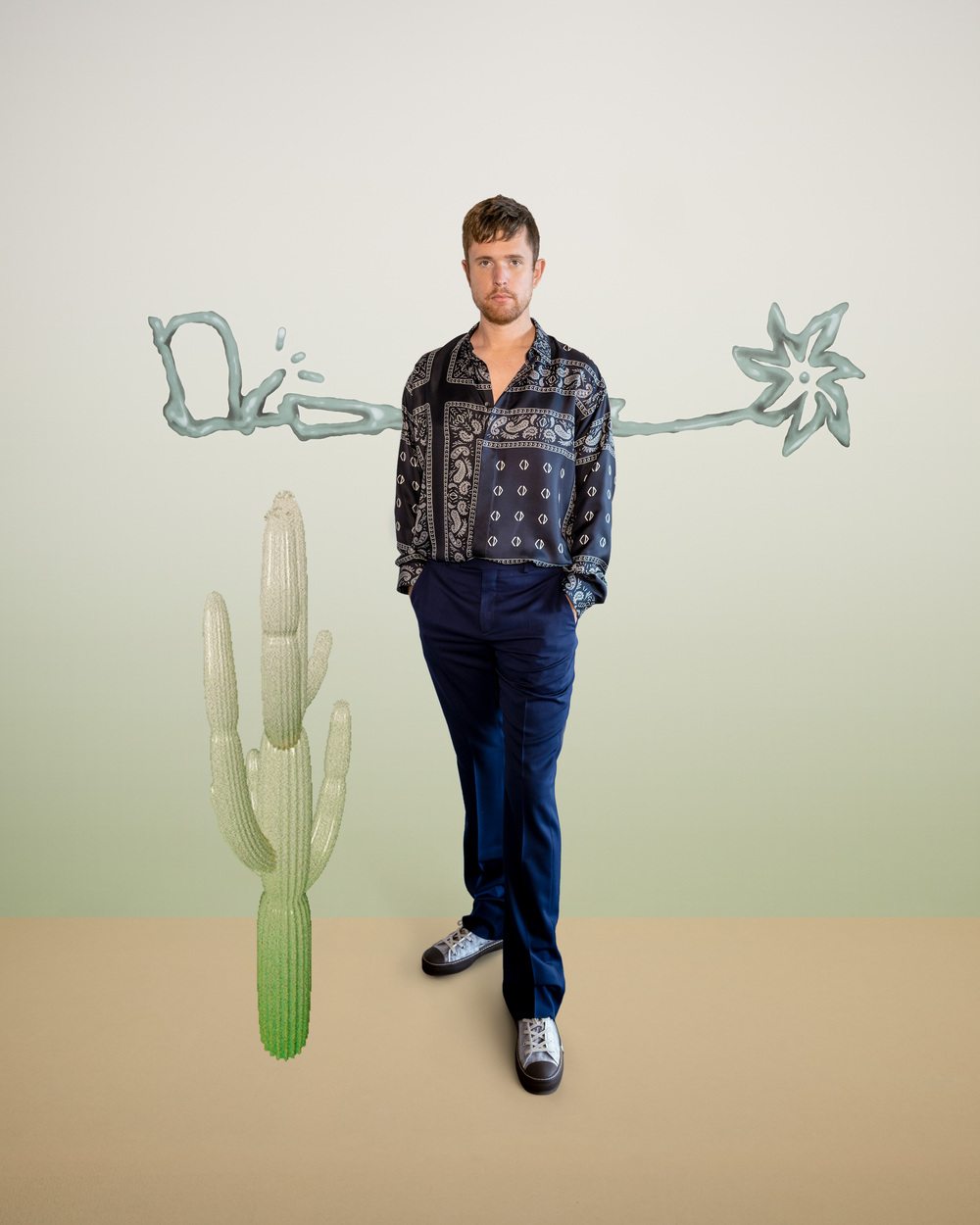 James Blake wearing the Cactus Jack Dior collection 