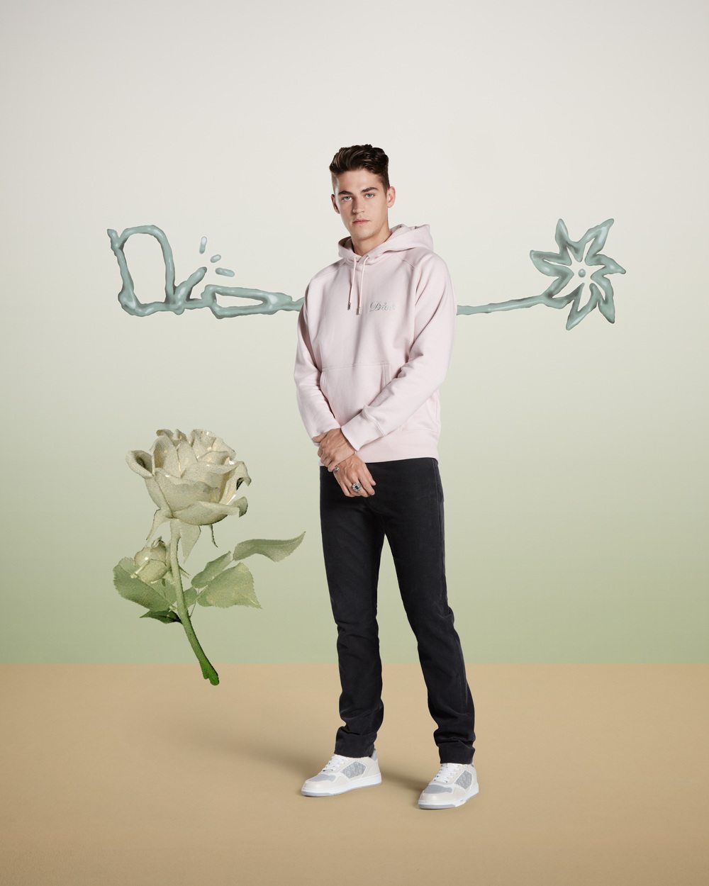 Hero Fiennes Tiffen wearing the Cactus Jack Dior collection 