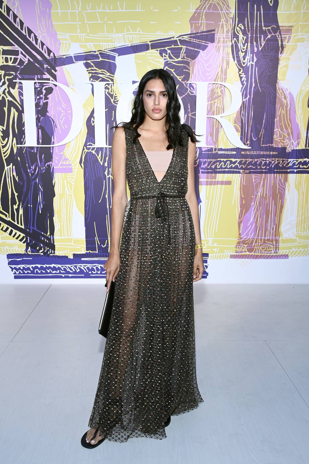 Athina Koini wore a Dior embroidered black tulle dress.