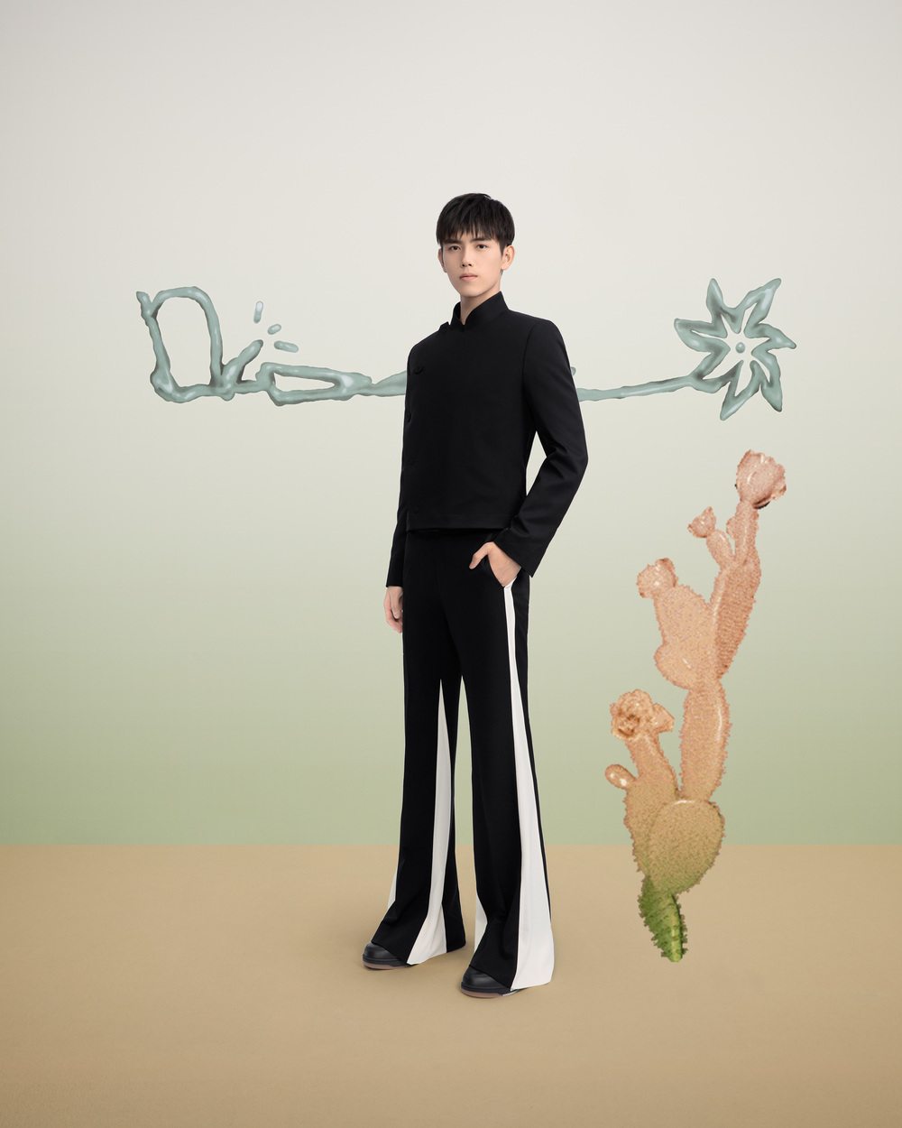 Arthur Chen wearing the Cactus Jack Dior collection 