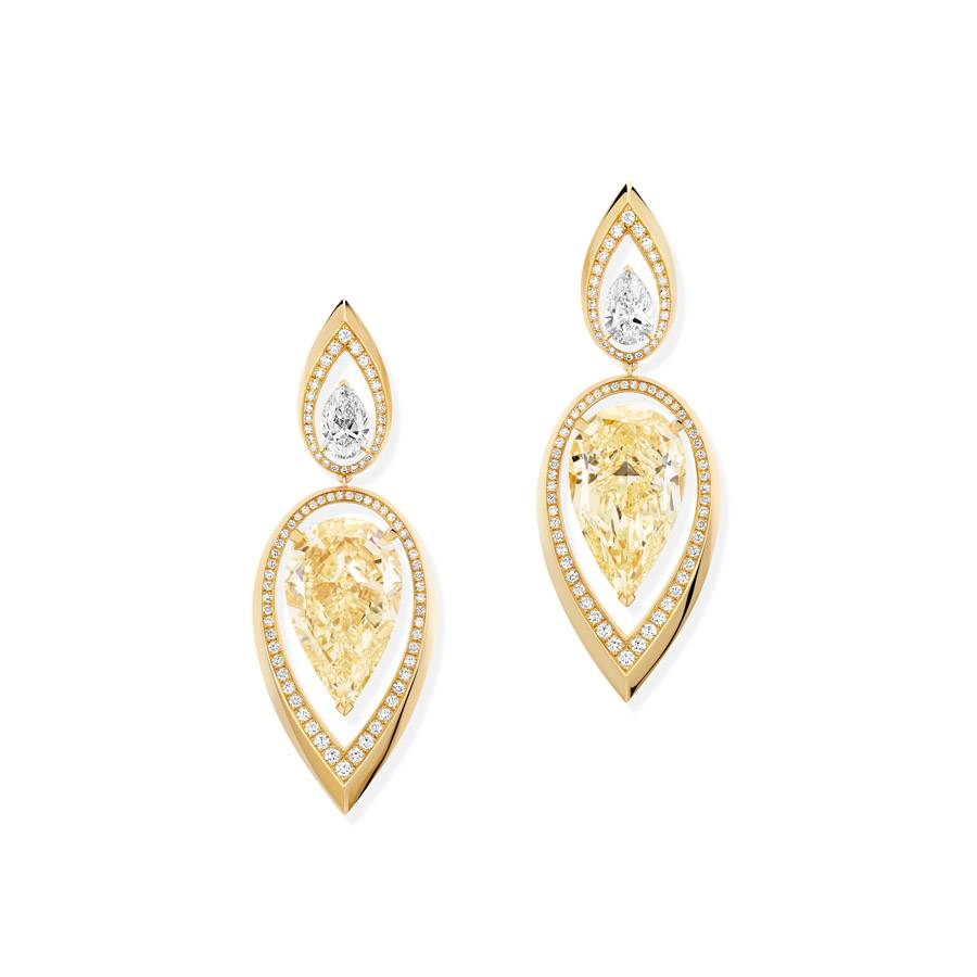 Boucles d'oreilles "Pear Appeal" en or jaune serti de diamants
