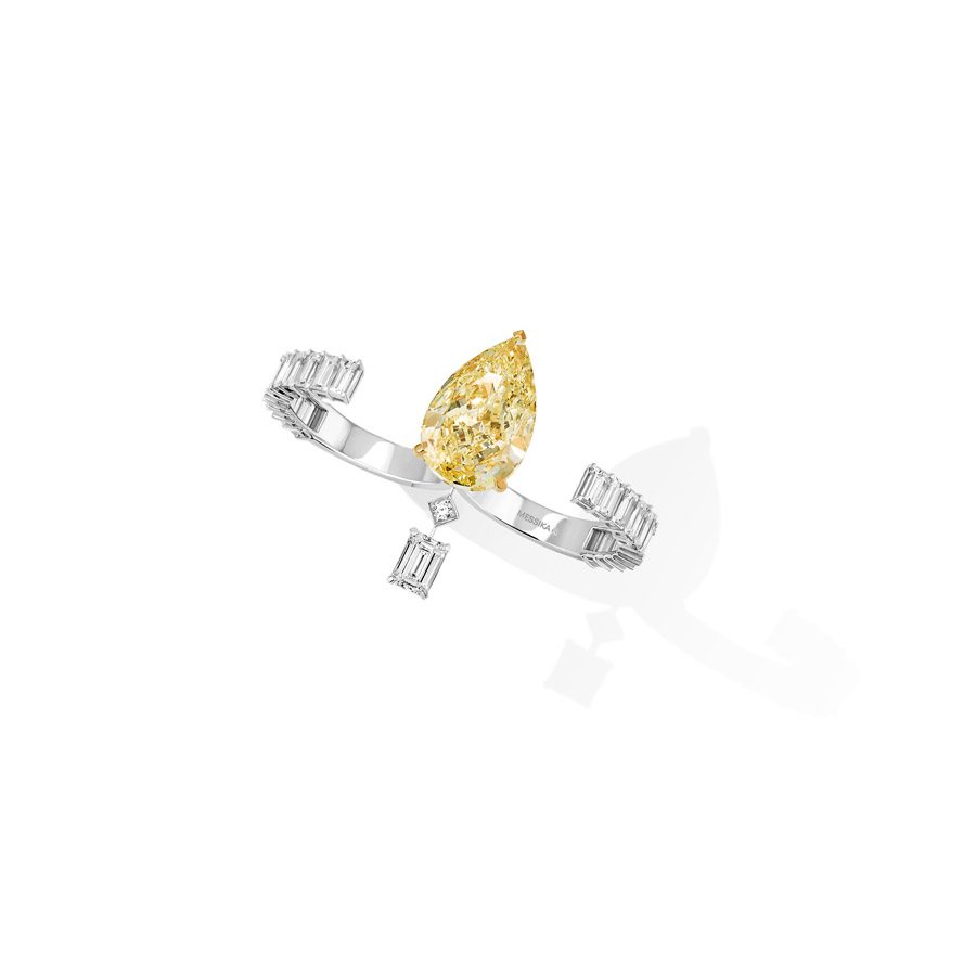 Bague deux doigts "Diamond Magnet" en or blanc serti de diamants