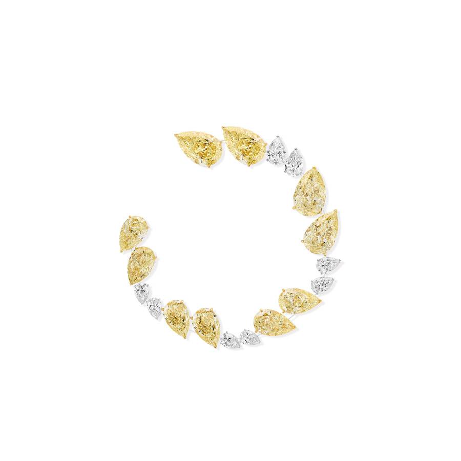 Mono créole "Pear Lover" en or blanc serti de diamants