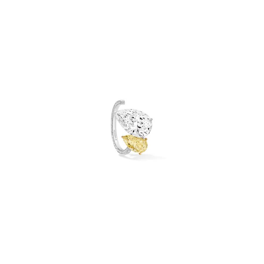 Mono boucle d'oreille "Pear Lover" en or blanc serti de diamants