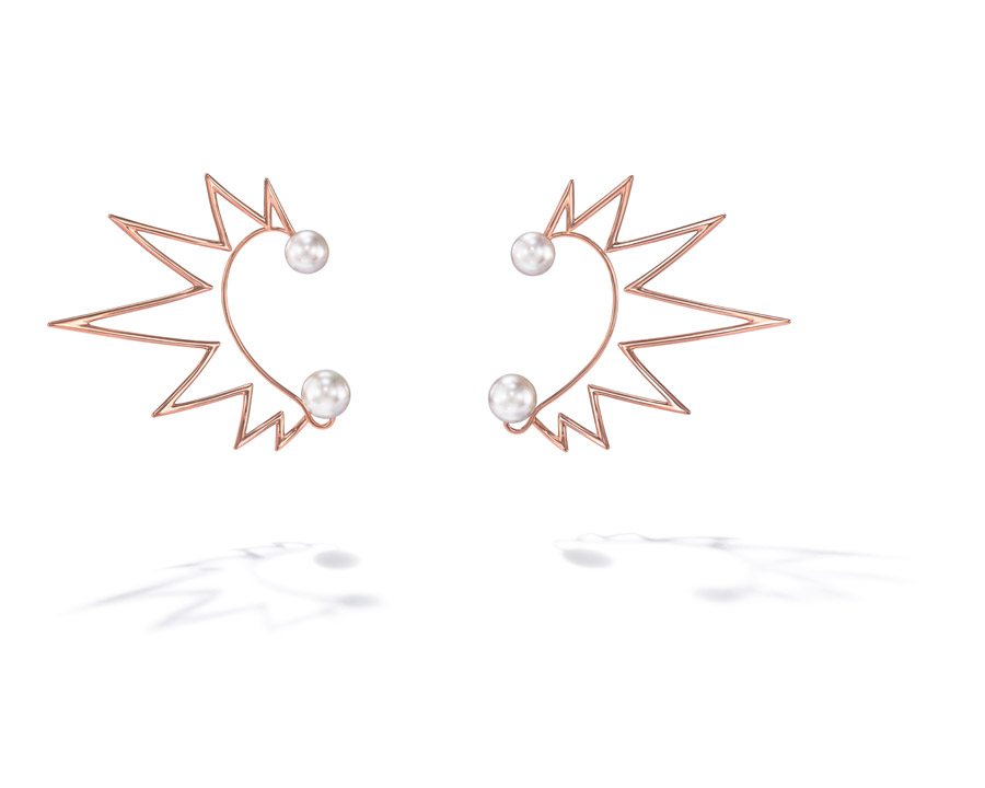 Boucles d'oreilles Nacreous en or rose serti de perles