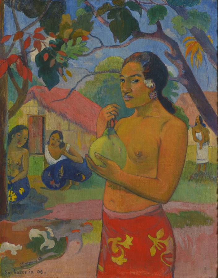 Paul Gauguin, “Eu haere ia oe” (Où vas-tu?), Tahiti (1893). Coll. Ivan Morozov, 29 avril 1908. Musée d'État de l'Ermitage, Saint-Pétersbourg.