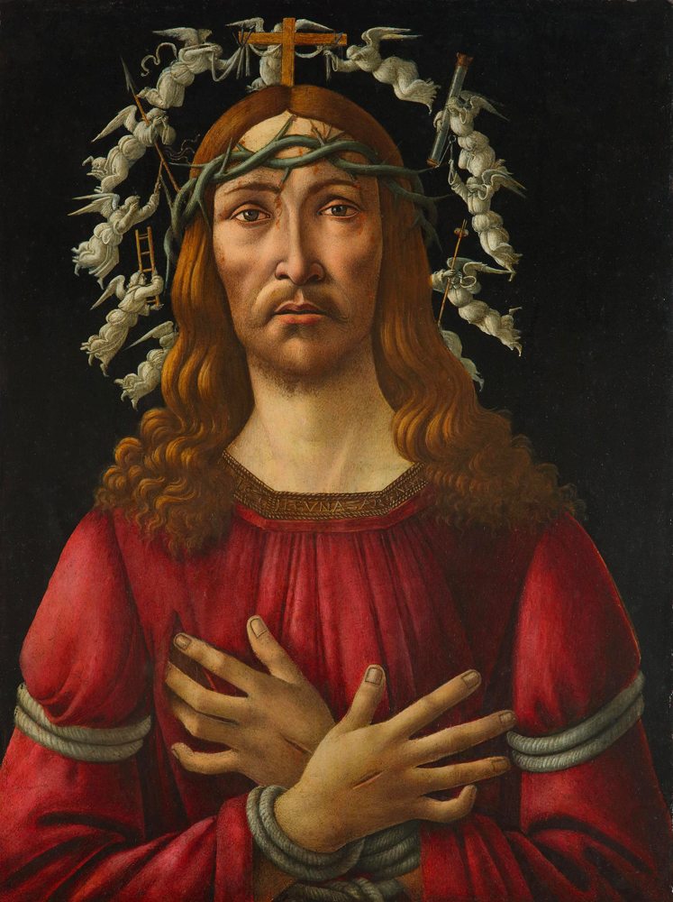 The Man of Sorrows, Sandro Botticelli, fin du XVe ou début du XVIe siècle, tempera et huile sur toile, 69 x 51,4 cm. ©Courtesy Sotheby’s