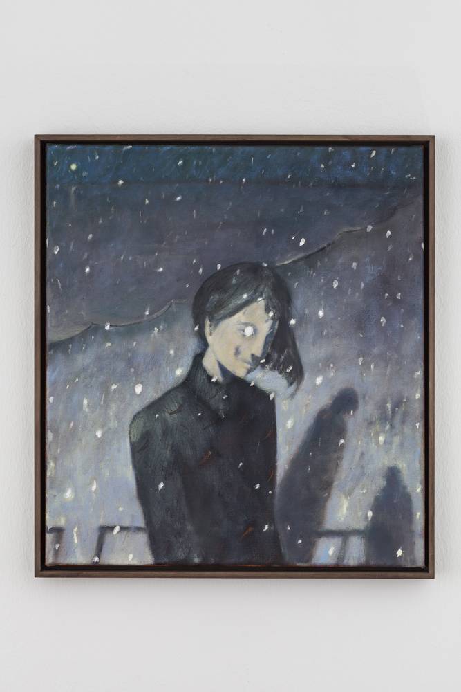 Ernst Yohji Jaeger,  Untitled 10 (snow), 2021.  Oil on canvas 44.5 × 40 cm, framed 47.5 × 42.5 cm 