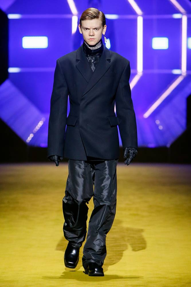 Kyle MacLachlan, Jeff Goldblum and Asa Butterfield walk the runway for the Prada menswear fall-winter 2022-2023 show