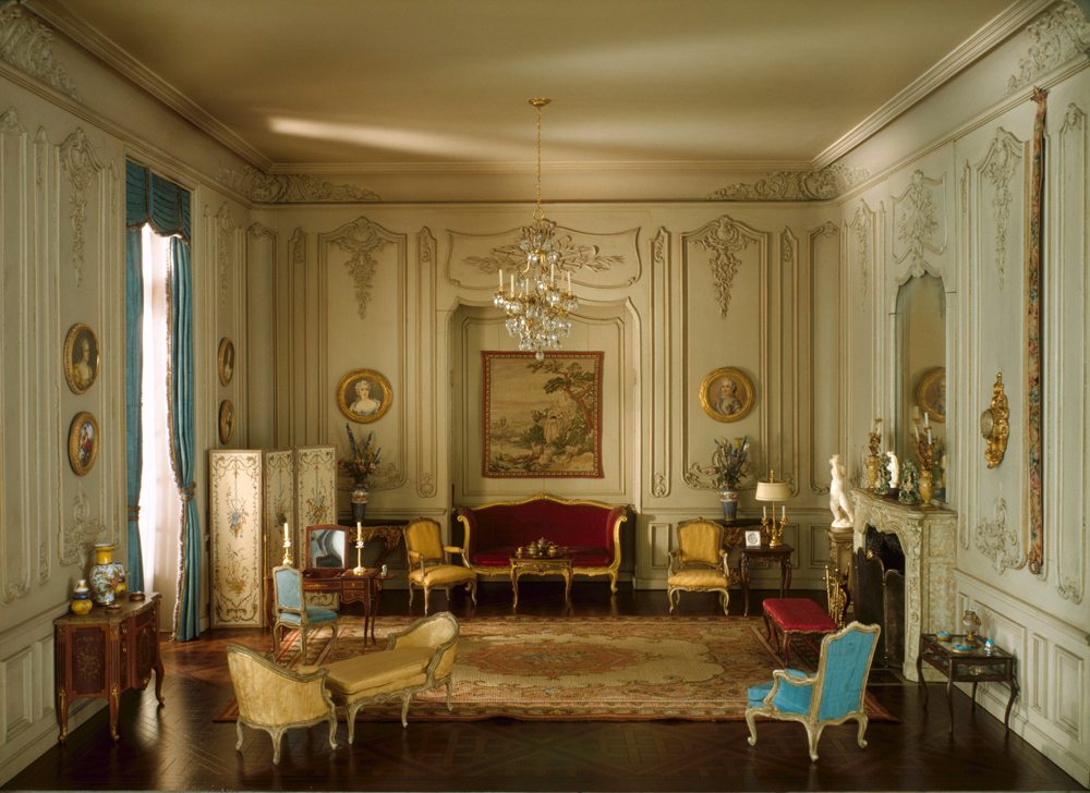 Designed by Narcissa Niblack Thorne (American, 1882–1966) French Boudoir of the Louis XV Period, 1740-60, ca. 1937 Miniature room, mixed media 18 1/4 × 24 3/4 × 23 1/8 in. (45.625 × 61.875 × 57.8125 cm) Scale: 1 inch = 1 foot Art Institute of Chicago, Gift of Mrs. James Ward Thorne (1941.1206) Photo credit: The Art Institute of Chicago / Art Resource, NY