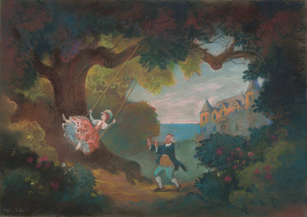 Beauty and the Beast, 1991 Mel Shaw (American, 1914–2012) Concept art Pastel on board 16 1/2 × 23 3/8 in. (41.9 × 59.4 cm) Walt Disney Animation Research Library © Disney
