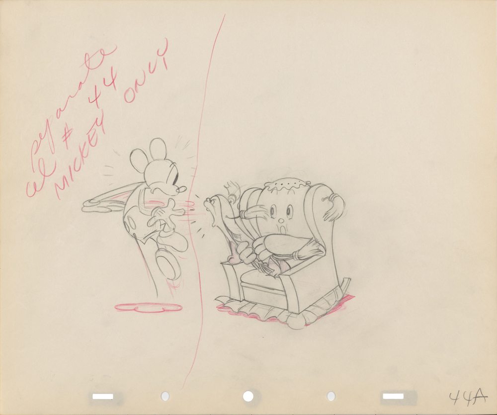 Thru the Mirror, 1936 Bob Wickersham Clean-up animation drawing Graphite and colored pencil on paper 10 × 12 in. (25.4 × 30.5 cm) Walt Disney Animation Research Library © Disney