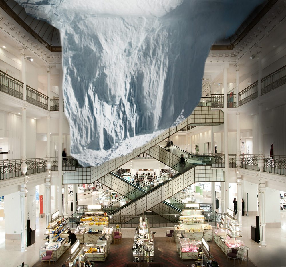 Simulation des icebergs, Exposition Su, Le Bon Marché Rive Gauche. Crédit : Mehmet Ali Uysal. 