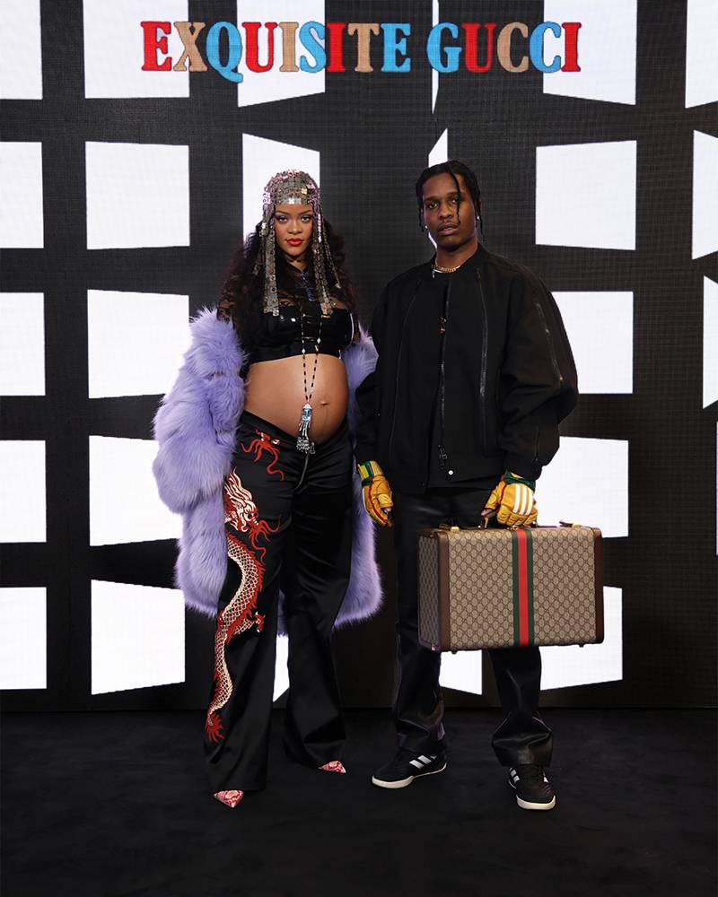 Rihanna et A$ap Rocky au défilé Gucci automne-hiver 2022-2023. 