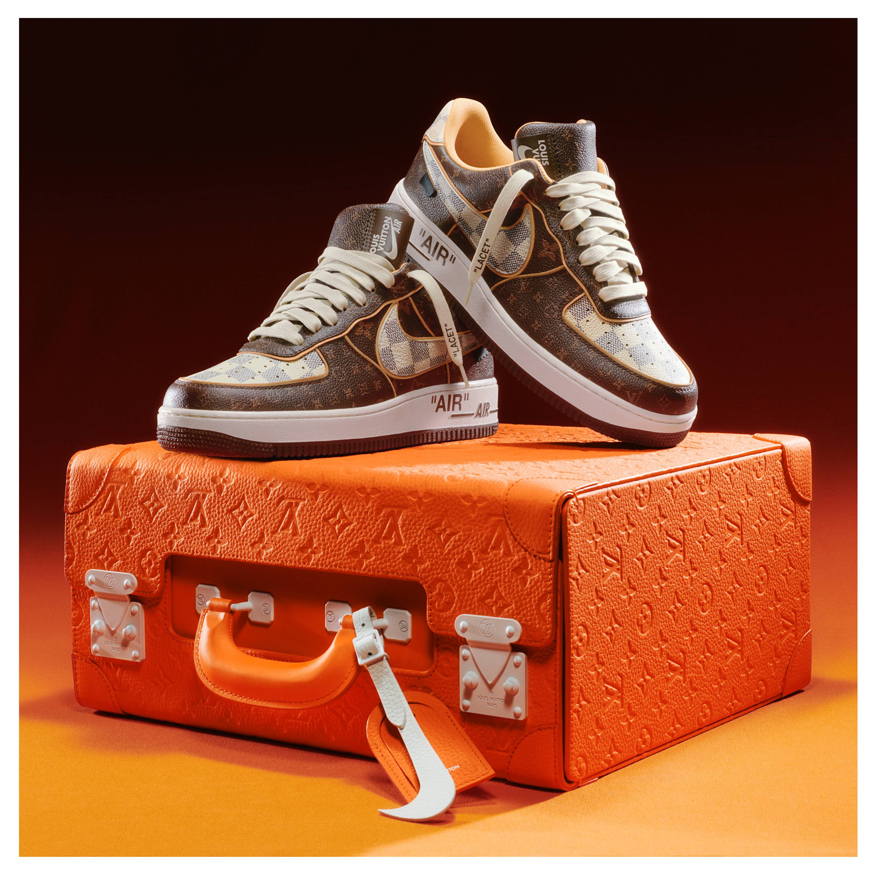 Nike x Louis Vuitton “Air Force 1” sneakers by Virgil Abloh. © Sotheby’s.