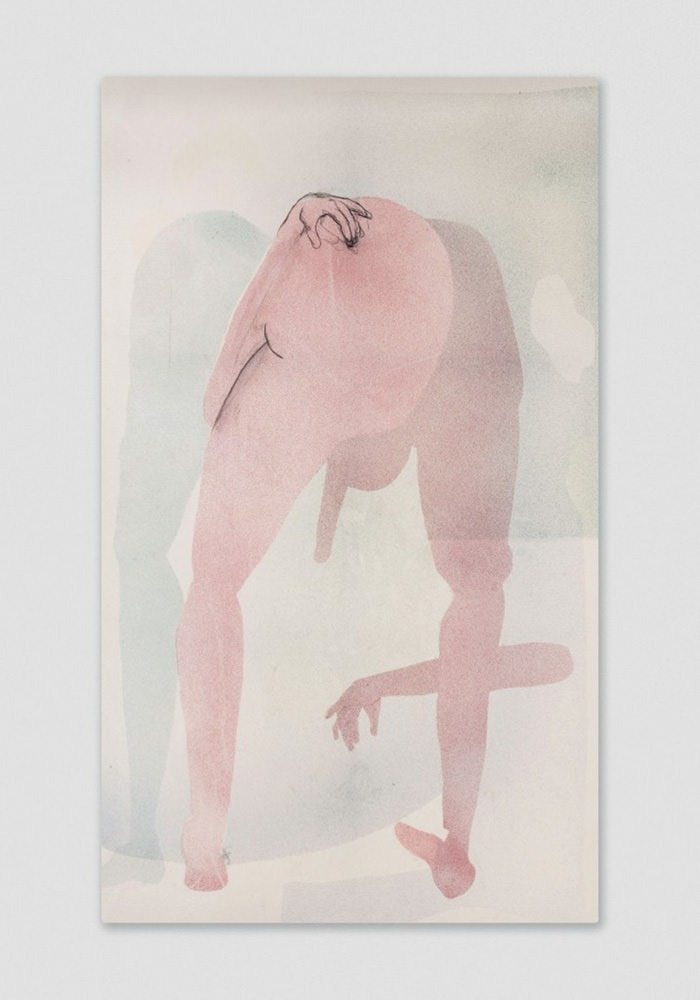 Coffee Table Memories, x-folio (2014) de Matthew Lutz-Kinoy, acrylique sur toile imprimée, 241,3 x 142,2 cm.