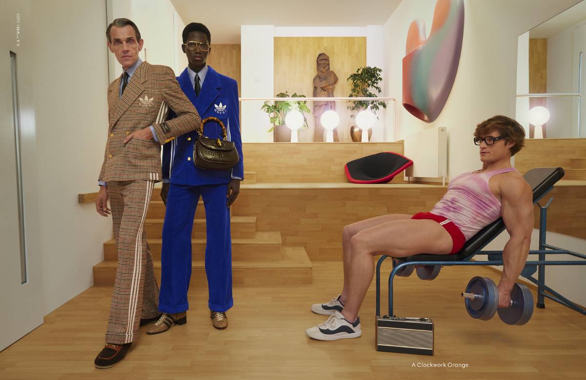Costumes Adidas x Gucci par Alessandro Michele au sein du film “Orange Mécanique” de Stanley Kubrick