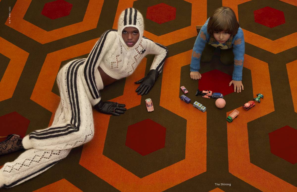 Adidas x Gucci set by Alessandro Michele in Stanley Kubrick's "Shining" movie