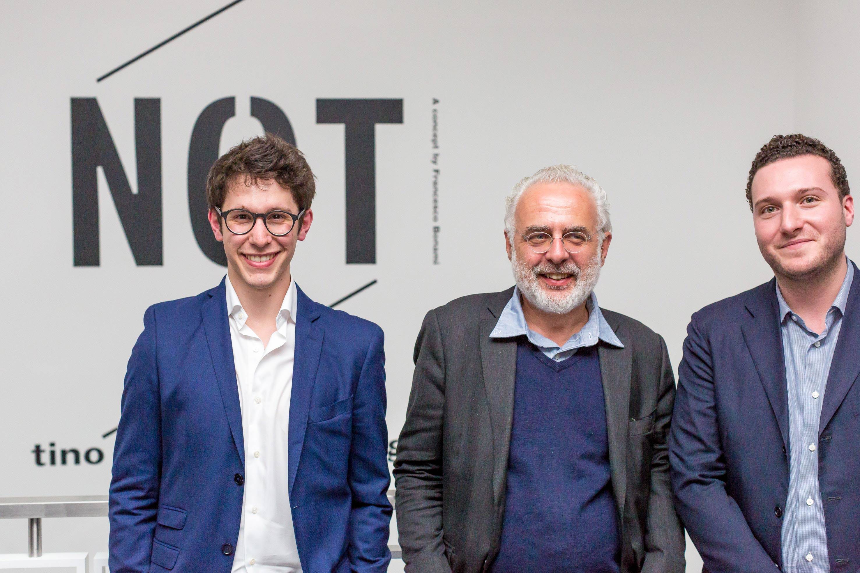 Tommaso Calabro, Francesco Bonami et Joseph Nahmad à l’inauguration de Nahmad Projects début juin.