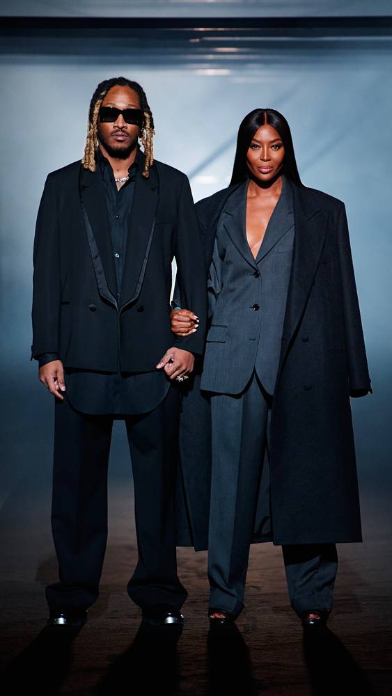 Le rappeur Future et le mannequin Naomi Campbell au défilé Boss automne-hiver 2022-2023