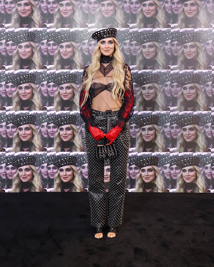Entrepreneur and content creator Chiara Ferragni at the Gucci's Spring-Summer 2023 show in Milan.