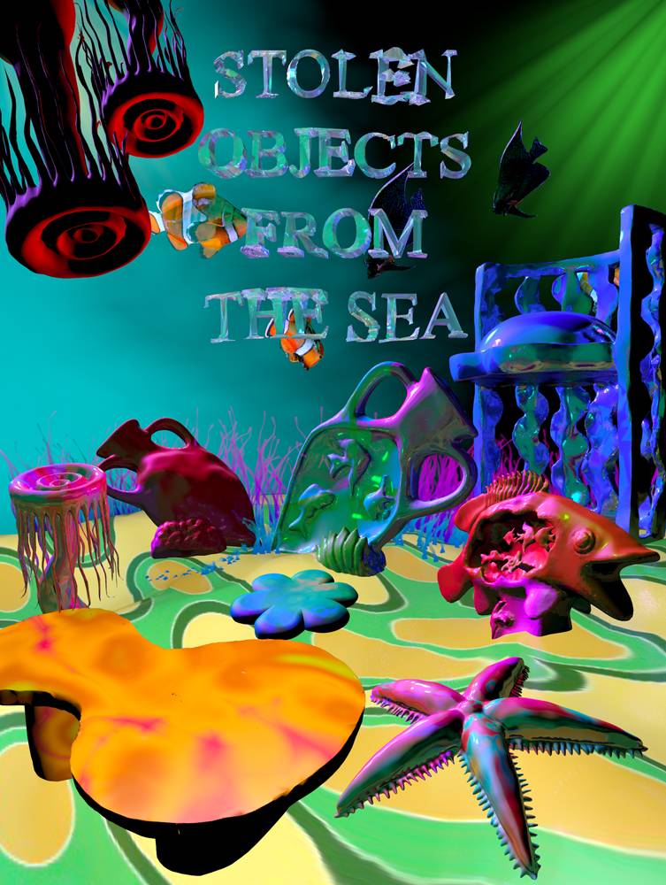 Affiche de l'exposition “Stolen objects from under the sea” par Uchronia et Antoine Billore.