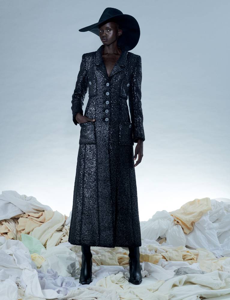 Metallic tweed long coat, hat and boots, CHANEL HAUTE COUTURE.