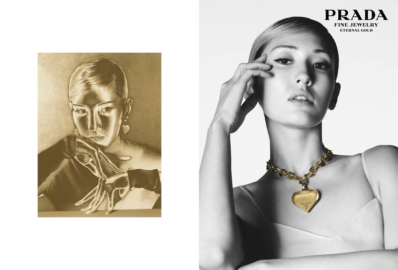 Somi Jeon for the jewellery collection Eternal Gold by Prada 