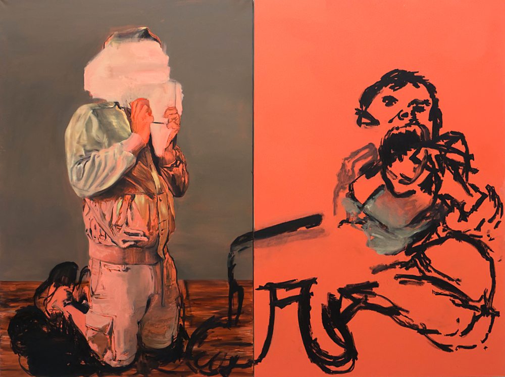 Dora Jeridi, “Les mangeurs d'images”, 2022, Huile sur toile, 195x250 cm