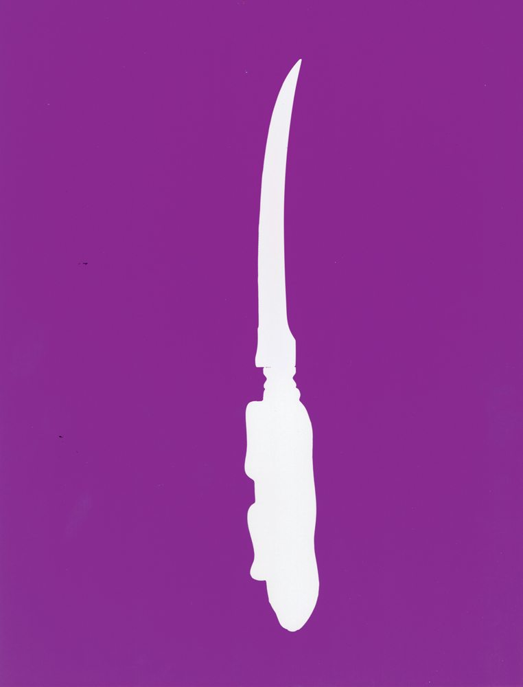 "Knife, Scalpel, Blade" (2022), 12 photograms, plexiglas.