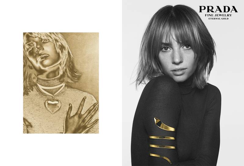 Maya Hawke for the jewellery collection Eternal Gold by Prada 
