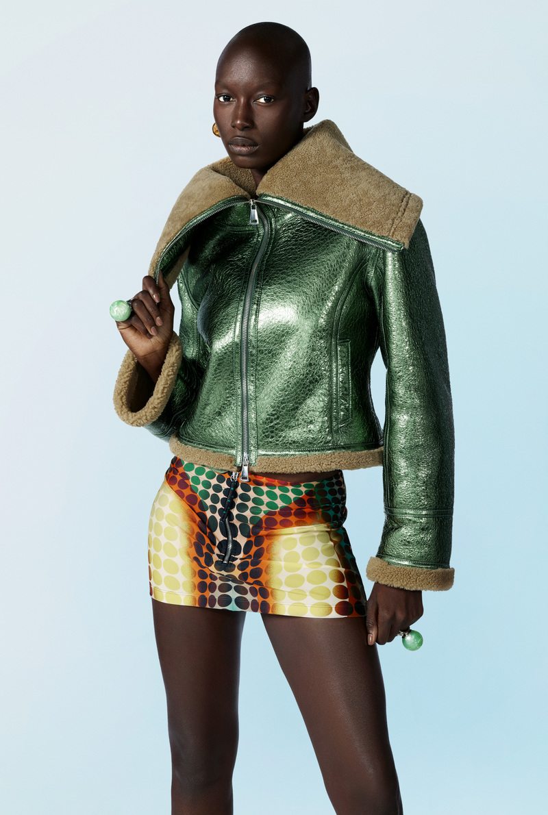 The laminated leather aviator jacket of the Cyber collection by Jean Paul Gaultier.