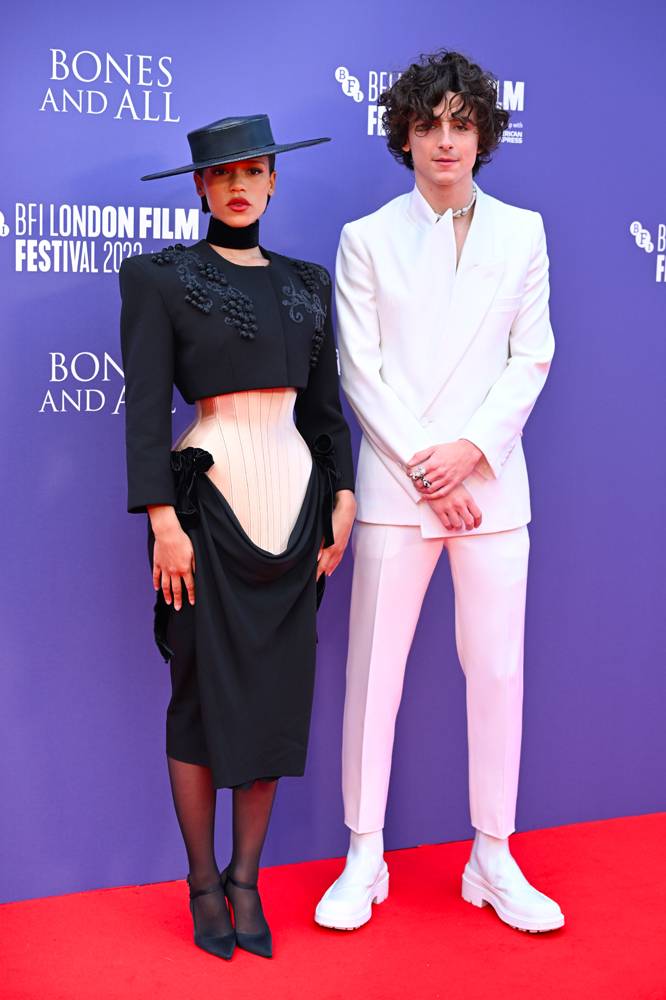 Taylor Russell et Timothée Chalamet au 66e BFI London Film Festival à Londres. (Photo par Karwai Tang/WireImage)