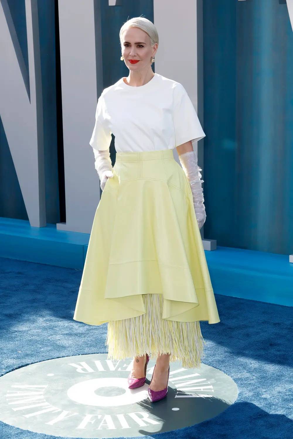 Sarah Paulson in Bottega veneta at the after-party of Vanity Fair des Oscars 2022