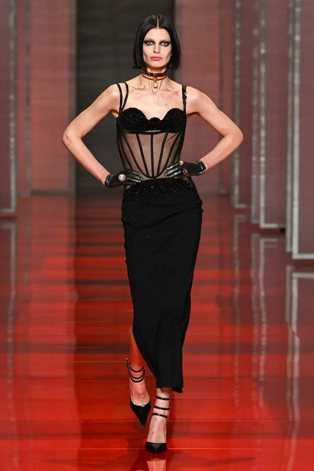 Robe-corset noire Versace
