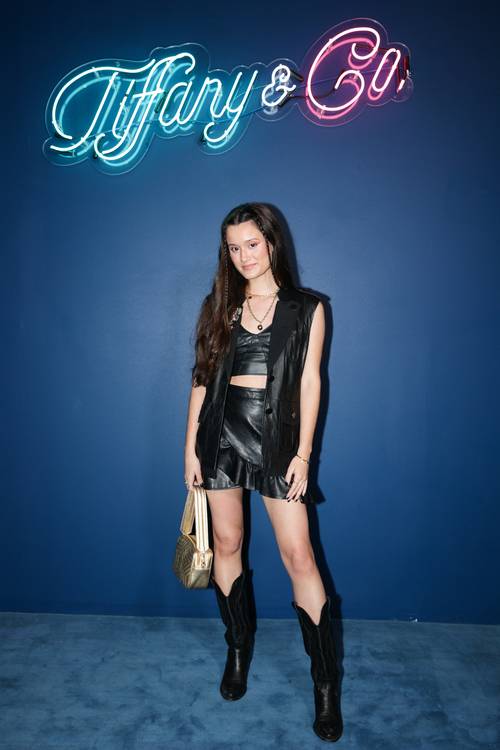 Joaquina Blavia à la soirée d'inauguration du pop up Tiffany & Co à Miami Art Basel.